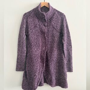 Prana Angelica Duster Cardigan Sweater Marled Knit Snap